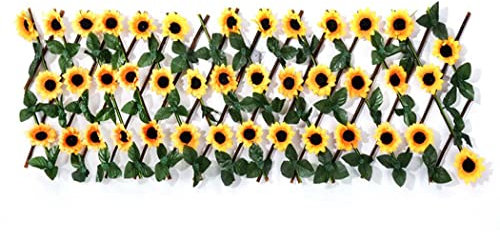 Künstliche Blumen Künstliche Garten Rankhilfe Dehnbar Holz Zaun Pflanze Blume Blätter Dekor