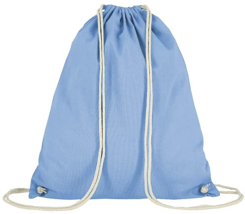 TEXXILLA 10er Pack Turnbeutel - Oeko-TEX 100 Zertifiziert | mit robusten Zugbändern | 38x46cm | Jutebeutel | Einkaufstasche | unbedruckt, Farbe:himmelblau, Größe:10 Stück