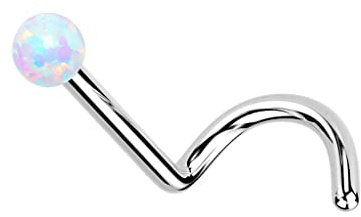 beyoutifulthings Push-In Nasen-Piercing Opal-Kugel 2-mm viele Farben Nasen-Ring Nasen-Stecker Titan-ium Grad 23 Spirale Stab 6-mm lang 0,8/1-mm dick
