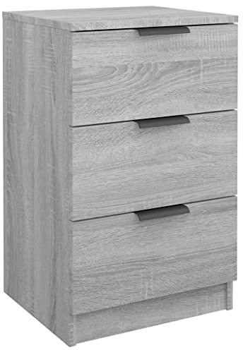 vidaXL Bedside Cabinet Grey Sonoma 40x36x65 cm | It's got a sleek matte finish and a modern vibe, Features three roomy drawers for keeping things organised,