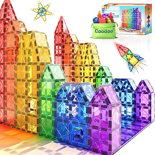 Tuiles magnétiques Jouets pour Enfants Jouets magnétiques pour Tout-Petits Blocs magnétiques Jouets de Construction Jouets Montessori d'apprentissage