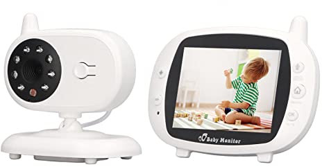 Moniteur bébé 3,5 Pouces avec Appareil Photo Numérique, Moniteur Vidéo sans Fil 2,4 GHz, Vision Nocturne Infrarouge, Moniteur de Température, Bidirectionnel, Veilleuse