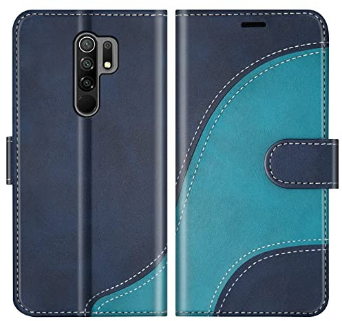 BoxTii Coque pour Xiaomi Redmi 9, Portefeuille Etui en Cuir PU, Magnétique Protection Housse Coque pour Xiaomi Redmi 9, Bleu