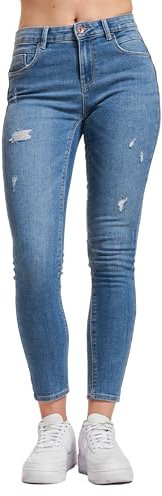ONLY Damen Onldaisy Reg Push Up Sk ANK Dest DNM Box, Medium Blue Denim, 28W / 32L