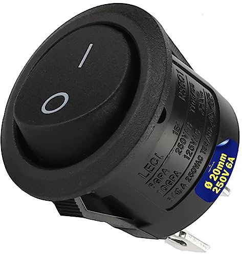 Interruptor 0-1 Basculante Ø 20mm 250V 6A 2 Fastons 4,8mm Cuerpo Negro Garantía de 10 Años - MONTERAL