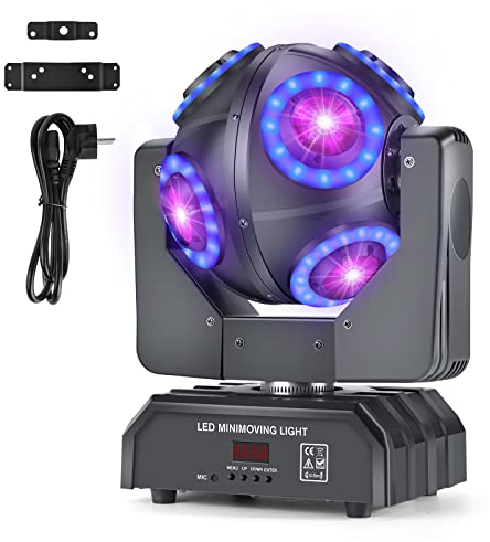Katomi Moving Head LED Licht Fußball-Form mit DMX-Steuerbare, Disco Bühnenlicht mit RGBW 4-in-1-Beleuchtung Lichteffekt,Discolicht perfekt für Weihnachten Halloween Bar Party Club Hochzeit