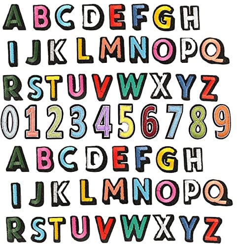 Pilikoll 62 Stück Buchstaben & Zahlen Patches A-Z, 0-9 - Aufbügeln für Taschen, Kleidung & Hut