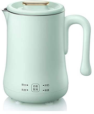FairUo Kettles for Boiling Water, 600Ml Mini Household Kettles for Boiling Water Automatic Boiling Water Kettle Multi Cooker Stewing Pot and Stainless Steel Inner Boil-Dry Protect/Green