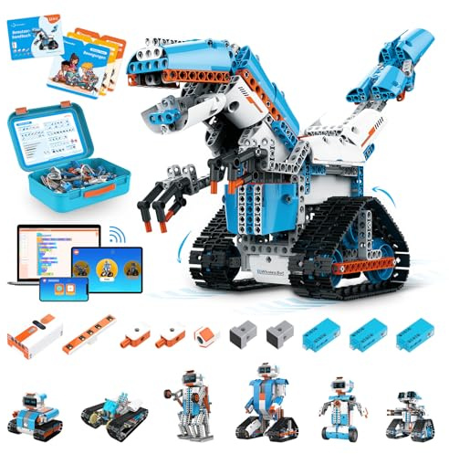 WhalesBot E7 Pro 12-in-1 Mint Roboter Bausatz für Kinder ab 8 Jahren, Scratch- & App-Programmierung, Spaßiger Klemmbaustein-Roboter, Ferngesteuertes Spielzeug (Deutsche Version)