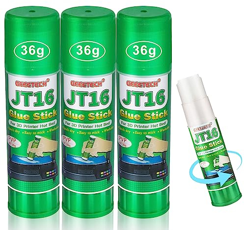 DERUC Colla per stampante 3D, 3D, colla per stampante 3D, 3 stick di colla da 36 g, ad asciugatura rapida, PVP, adesivo solido per letto caldo, PLA, ABS, PETG, lavabile, facile da incollare