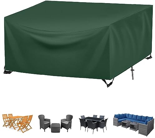 Abdeckung für Gartenmöbel, 200x140x90cm, Schutzhülle für Gartentisch, Regenschutz und Staubfest, Schwerlast Oxford Gewebe Gartentisch Abdeckung für Terrassenmöbel(grün)