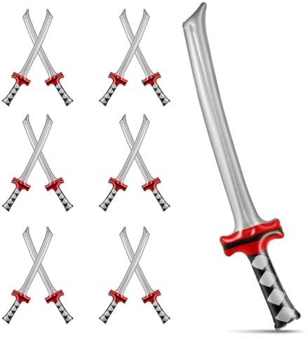 PEUTIER 12pcs Épées Gonflables, Épées Jouets Gonflables Épée de Samouraï Gonflable Épée Ninja Jouets Gonflables pour Filles Garçons Anniversaire Fête à Thème Ninja