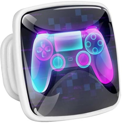 Eslifey Neon Gaming Controller Drawer Knobs - 4 Pack Square Glass Knobs for Dresser, Cupboard & Wardrobe