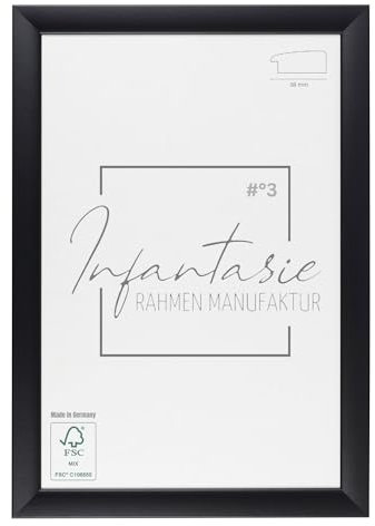 Infantasie 'N°3' Bilderrahmen DIN A0 (84,1x118,9) handgefertigt nach Maß | Schwarz Matt | MDF-Holz Design Collage Holzbilderrahmen inkl. Acrylglas und Metall Aufhänger (Querformat & Hochformat)