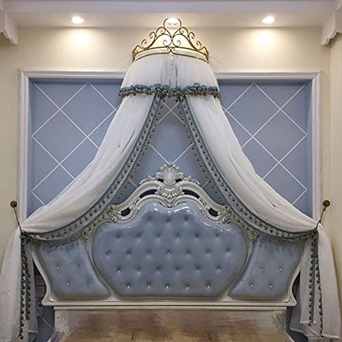 Prinzessin Betthimmel Garnnetz Betthimmel, Kinder Baumwolle Moskitonetz Hängevorhang Indoor Outdoor Spiel Lesezelt Schlafzimmer Kinderzimmer Dekoration (Weiß + Grau)