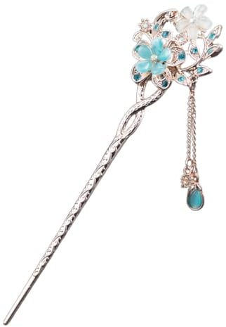 Vintage Haar Stick Opal Blume Haar Stäbchen Haar Dekor chinesische Haarnadeln alten Haarspange alten Haarspange-Rot (A(Blau))