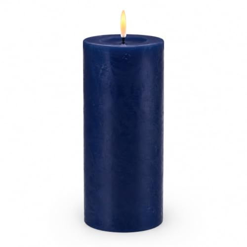 ReWu Homeart LED Kerze Deluxe, Indoor LED-Kerze mit Realistischer Flamme auf einem Echtwachsspiegel, Warmweißes Licht, Royal Blau, 5 x 12,5 cm
