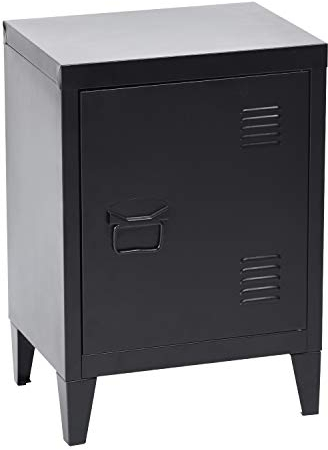 FurnitureR Französisch Vintage Schrank mit Metallgestell,Sofastisch,Mini Bücherregal,Nachttisch,40.5 x 30.5 x 57.5 cm,Schwarz