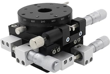 ZEEGII Manuelle Verschiebungsplattform XYR-Achse, 60 mm Mikrometer, manuelle Trimmplattform, Übersetzungstisch und Drehtisch, Querschiene, LSP60-LM, hohe Präzision