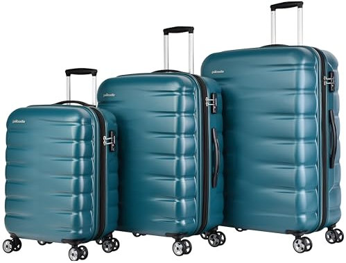 Probeetle by Eminent Koffer-Set Voyager VII Erweiterbar 3-teilig 1x Handgepäck Gr. S 1x Koffer Hartschale Größe M + L Super Leicht Anti-Kratz-Hartschale 4 Doppelrollen Petrol