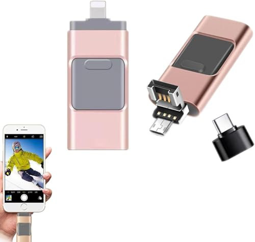 128GB Multi-Functional Flash Drive for iPhone and Android - USB 3.0 Photo and Video Backup Storage Compatible with iPhone, iPad, Android, and PC