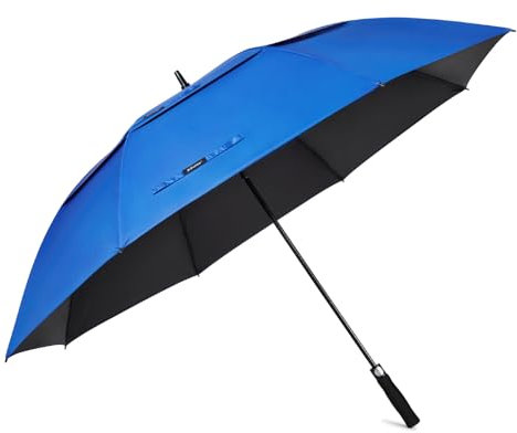 G4Free 47 Zoll Golfschirm mit UV-Schutz, automatisch zu öffnen, belüftet, Doppeldach, übergroß, extra groß, winddicht, Sonnenschutz, Regenschirme (Königsblau/Schwarz)