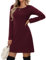 Tanmolo Kleid Damen Elegant Knielang Langarm Rundhals Freizeitkleid Herbst und Winter (Wein Rot XXL)