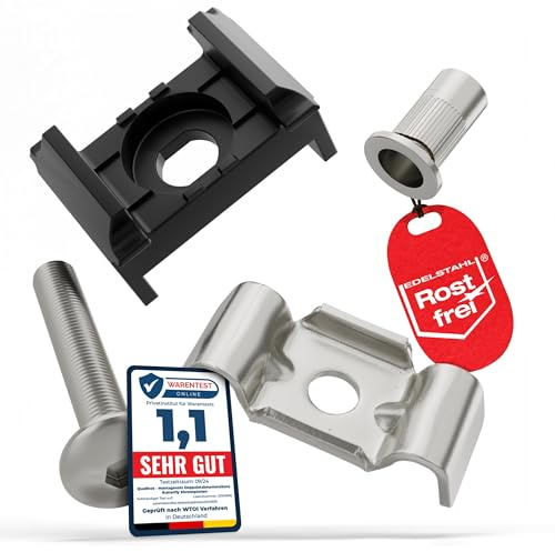 Qualinos 10x Montagesets Klemmbock 40 mm mit Butterfly für Zaunbau, Schwarz | durch Russanteil zusätzlich widerstandsfähig, liefert alle Teile für eine Verbindung, montagefertig ohne Einzelkauf