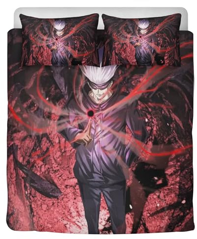 STARSAY Kinder Bettwäsche 135x200 Mikrofaser Bettbezug Sukuna 3D Drucken Mit Reißverschluss Bettwaren-Sets Anime Junge Bettwäsche-Sets (Satoru Gojo)