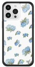 Wildflower Schutzhüllen – Moonlight Rose, kompatibel mit Apple iPhone 15 Pro Max, Blumenmuster, Blau, Weiß, zierlich, niedlich, trendig, schützender schwarzer Stoßfänger, 1,2 m Falltest-Zertifiziert,