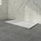 Aquariss White Rectangular Shower Tray Slate Effect SMC Slip-Resistant Shower Base for Bathroom Enclosures 1600x900mm with Waste
