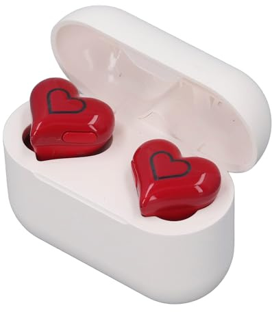 Yanmis Earbuds WL Herzförmige, Stilvolle Herz-Bluetooth-Kopfhörer mit Hülle, Farbverlaufslicht, HiFi-Stereo-Sound, Bluetooth-Ohrhörer für Workouts, Sport, Reisen (Rot)