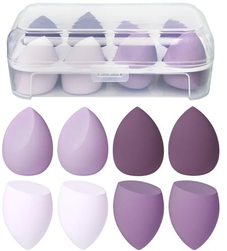 8 Stück Make up Schwamm Set Foundation Blending Beauty Sponge, Beauty Makeup Schwämme Blender für Flüssigkeit Foundation Puder Sonnenschutz und Creme (Violet)