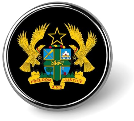 Wappen von Ghana, runde Anstecknadel, trendige und lustige Anstecknadel, Krawattennadel, Abzeichen, Zubehör für Männer und Frauen