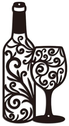 WADORN Décoration Murale en Métal Sur Thème du Vin, Décoration Murale en Métal pour Bouteille de Vin Idéale pour Amateurs de Vin Idéale pour Bar Cuisine Ou Salle à Manger, 17x32cm