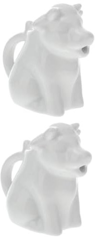 NAMOARLY Lechera De Cerámica Forma De Animal Blanca Pequeña, 2 Piezas, Jarra Para Leche y Salsa, Material Cerámico Seguro, Ligera y Portátil, Para Cocina y Restaurante