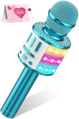 Wireless Microphone with Lights, Karaoke Bluetooth Microphone for Kids Adults, Portable Toy Karaoke Mic Speaker Machine, Home KTV Player Support Phone/Pad/TV for Party Singing, Boys Girls Best Gifts
