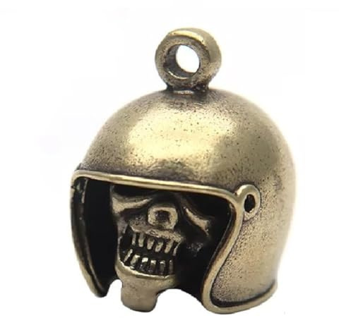 TsoLay Brass Skull HeadHelmet Bell Key Chains Pendants Punk Men Motorcycle Keychains Hanging Jewelry Vintage Copper Wind Chime