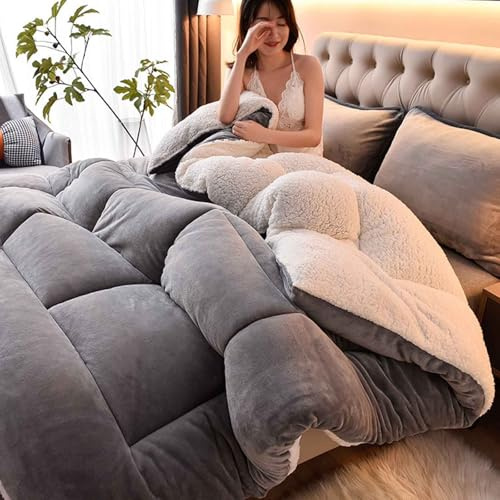 YWQJL Edredones Cama Sherpa Invierno,Colchas Edredones Duvet,Cálido Edredón De Invierno Grueso,Edredón De Lana De Cordero,Súper Grueso Reversible Cálido Manta(02,135 * 200cm/1.5kg)