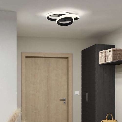 LED Deckenleuchte Schwarz 30cm Modern Deckenlampe Wohnzimmer Schlafzimmer