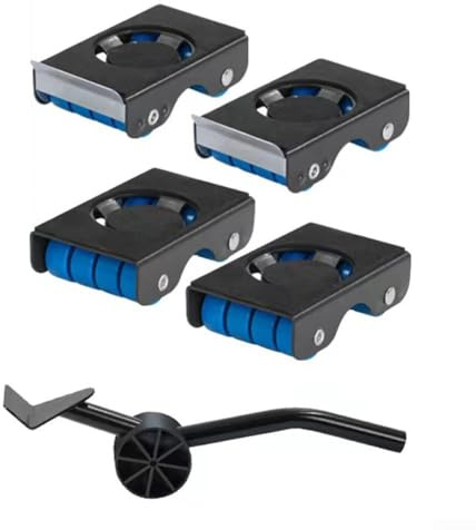 Ensemble professionnel de déménagement avec élévateur robuste et roulettes en acier 350 kg pour meubles en carbone avec chariot de transport silencieux (noir)