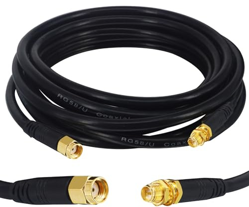 Boobrie Upgraded 3M RP-SMA Male to RP-SMA Female Extension Cable RG58 Coaxial Cable WiFi Aerial Antenna Extension for Wireless PCIE Network Card USB WiFi Adapter WiFi Router