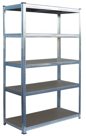 Relaxdays Schwerlastregal, 5 Ebenen, HBT: 200 x 100 x 60 cm, bis 875 kg, Keller & Garage, Lagerregal, Stahl, Silber