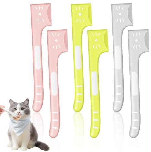 Xindojuz 6 PCS Cat Food Spoon Spatula, Silicone Cat Spoons for Wet Food Cat-Food, PetFood Mixing Spoons FoodCanned Scoop Supplies for Cats and Dogs Feeding, Easy Clean Handle (Pink, Gray, Green)