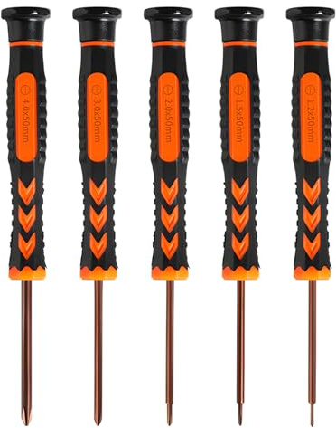 5PCS Precision Screwdriver Set, Magnetic Small Phillips Screwdriver 1.2–4mm | Mini Screwdrivers for Glasses Watch Phone Laptop Repair, Anti-Slip Handle Micro Screwdriver Set