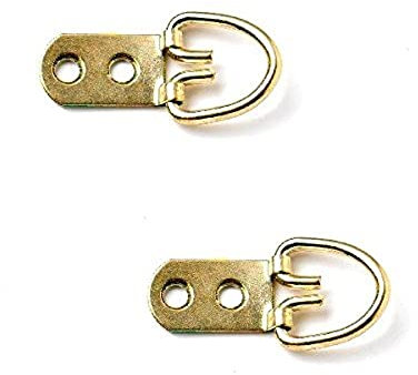 Merriway BH03816 (2 Pcs) Picture Mirror Hanger Hook Heavy Duty 2 Hole Brass - Pack of 2 Pieces