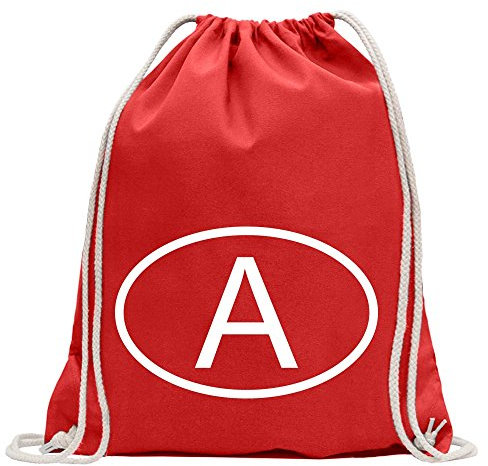 Kiwistar - Turnbeutel - rot - Österreich A - Fun Rucksack Sport Beutel Gymsack Baumwolle mit Ziehgurt