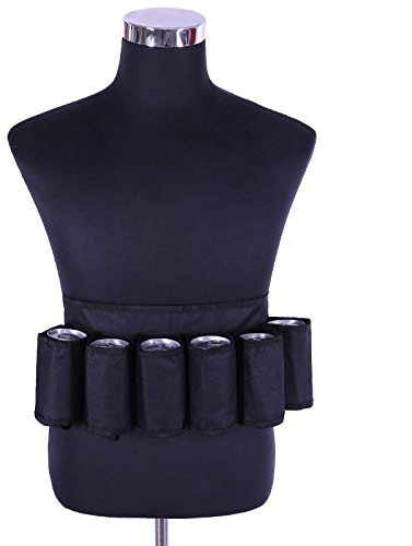 Delaman Biergürtel Bierhalter Gürtel Dosengürtel für 6X Bier Getränke Dose Flaschen 4 Farbe (Color : Black)