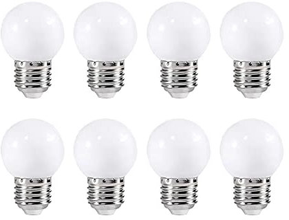 ZFQ 2W E27 G45 LED Lampe Leuchtmittel, E27 LED Glühbirne, 200 Lumens, Kaltweiss, Wasserdichte Lichterkette für Innen und Außen Bereich Urlaub Party Dekoration, AC 220-240V, 8 Stück