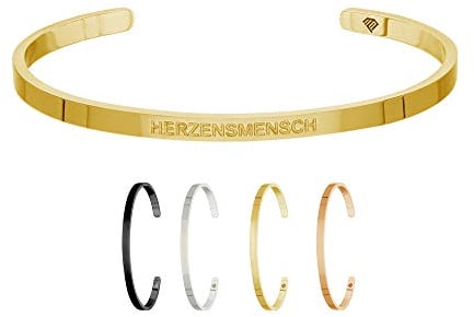 Max Palmer | Armband/Armreif mit Spruch - Gravur HERZENSMENSCH [04.] - Gold